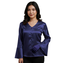 Satin Flare Sleeve Button Down Top | Dramatic Blouse S-3XL | 41 Colors S82