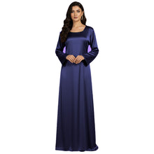 Satin Long Sleeve Modest Gown | Full Length Hijab Dress S-3XL | 41 Colors S121
