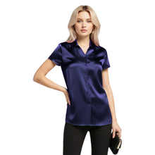 Satin Short Sleeve Button Down Shirt | Chic Blouse S-3XL | 41 Colors S118