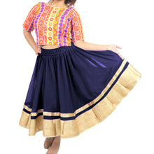 Chiffon Bollywood Dance Skirt | Gold Lace Border | S-5XL, 30 Colors C37