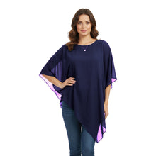 Chiffon Round Neck Fancy Top | Dressy Blouse S-5XL | 30 Colors C59
