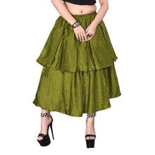 Satin 2 Layer Party wear midi Skirt S101-Regular Size 2