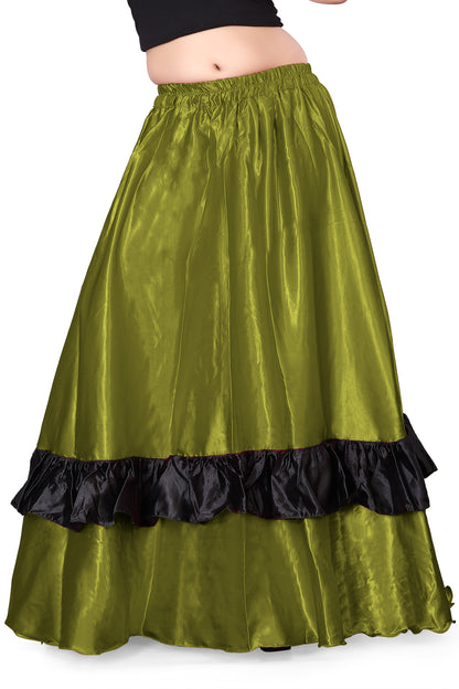 Belly Dance Satin Full Circle Skirt With Frill S33-Regular Size 2