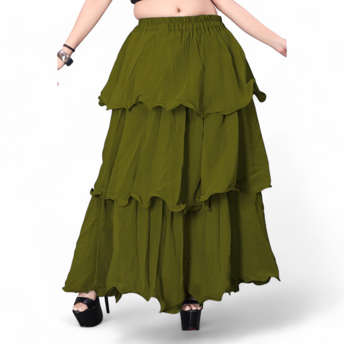 Chiffon 3 Layer Belly Dance Skirt C3- Regular Size 2