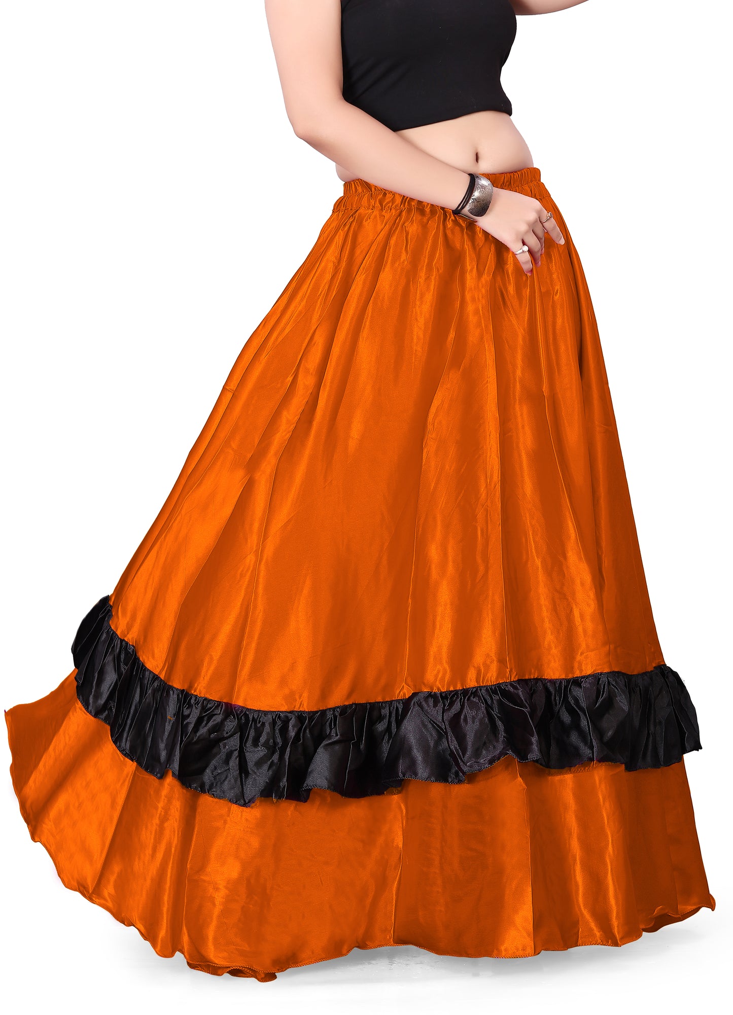 Belly Dance Satin Full Circle Skirt With Frill S33-Regular Size 3