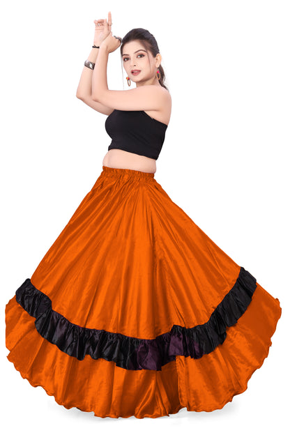 Belly Dance Satin Full Circle Skirt With Frill S33-Regular Size 3