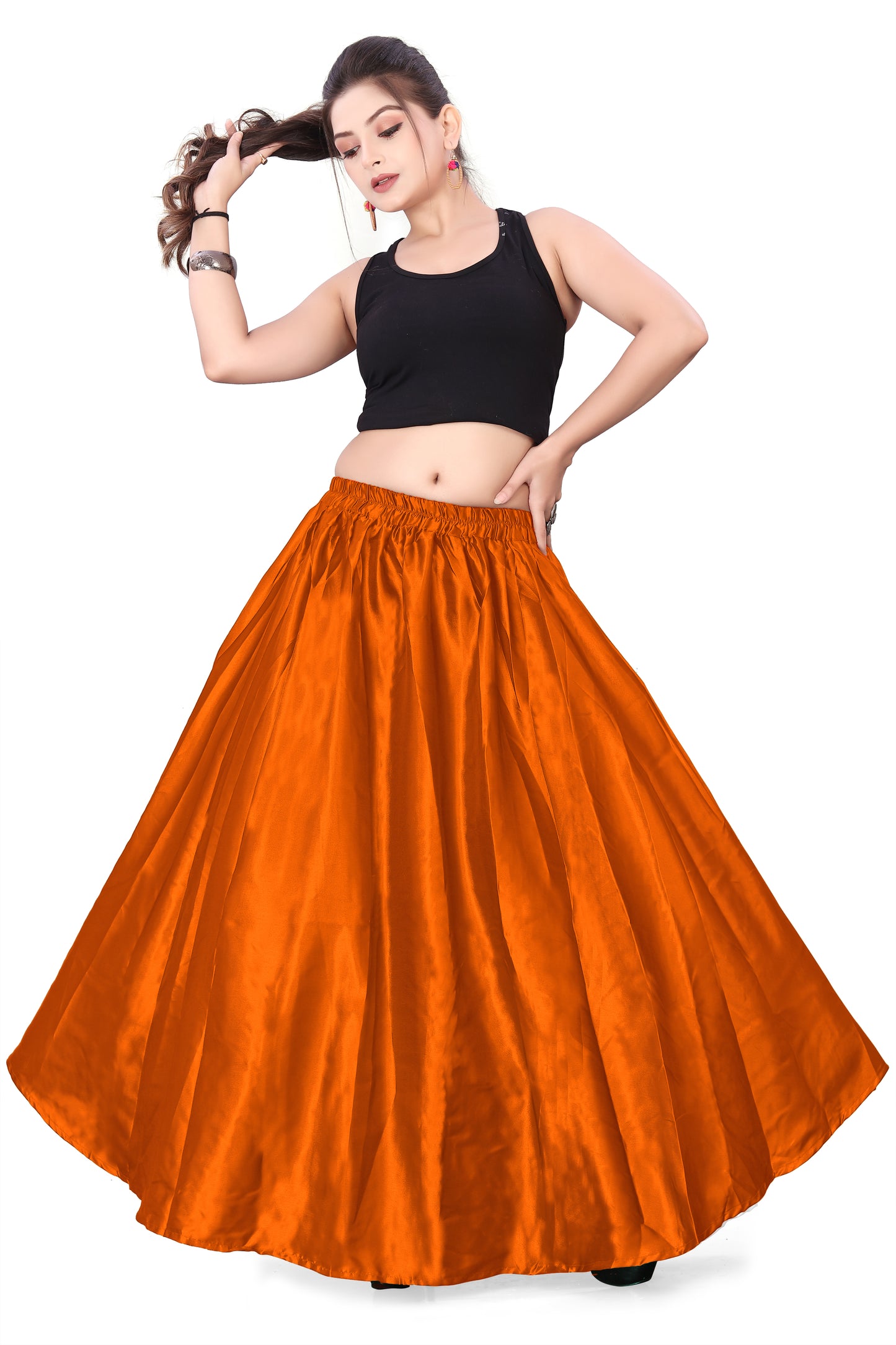 Satin Belly Dance Half Circle Skirt S9-Regular Size 2