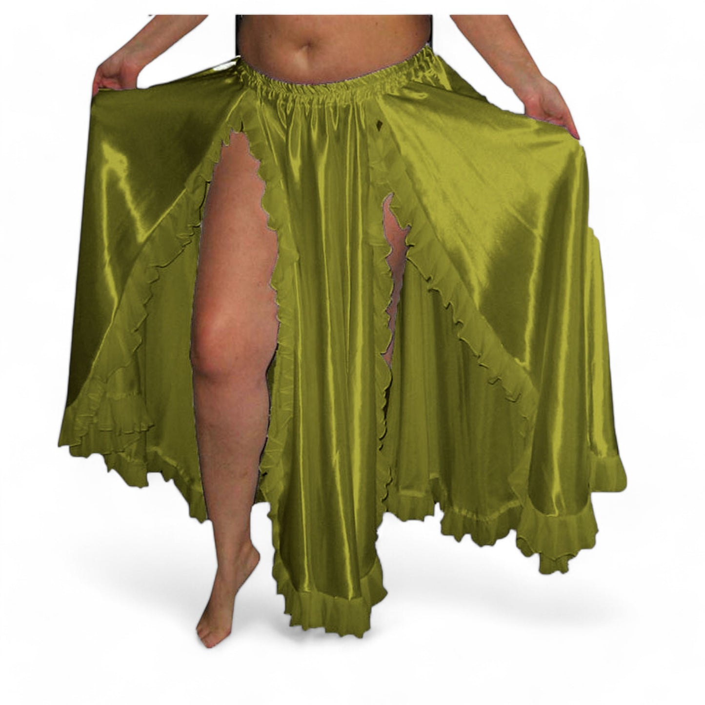 Women Belly Dance Satin 2 Side slite Skirt S102- Regular Size 2