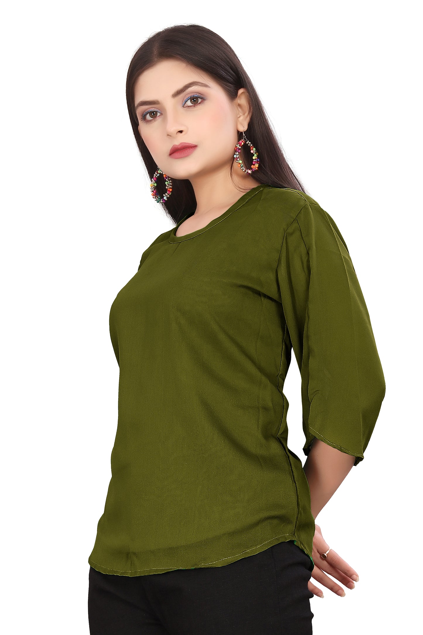 Chiffon Round neck Regular Wear Top C52- Regular Size 1