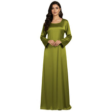 Satin Long Sleeve Modest Gown | Full Length Hijab Dress S-3XL | 41 Colors S121