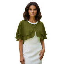 Double Layer Chiffon Peplum Shrug | Solid Color Elegant Evening Bolero | Women's Dressy Cardigan Cover-Up Top C40