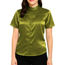 Satin Short Sleeve Button Down Shirt | Chic Blouse S-3XL | 41 Colors S85