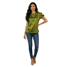 Satin Round Neck Short Sleeve Top | Chic Blouse S-3XL | 41 Colors S89