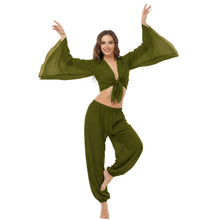 Ultimate Chiffon Belly Dance Costume Set (S-5XL) - 2PC Harem Pant & Ruffle Top | 30 Colors C29