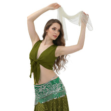 Chiffon Belly Dance Ruffle Top | Sleeveless Self-Tie S-5XL | 30 Colors C68