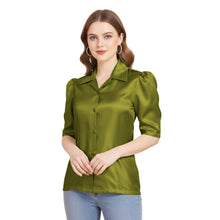 Satin Puff Sleeve Button Down Shirt | Elegant Top S-3XL | 41 Colors S80