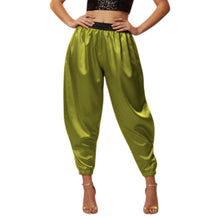 Satin Tapered Party Pants • Plus Size Elastic Waist Trousers • Women's Elegant Night Out Bottoms  S145
