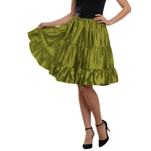 Turquoise Satin 3-Layer Skirt, flowy tiered ruffle mini.