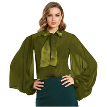 Chiffon Button Down Shirt | Sheer Blouse S-5XL | 30 Colors C47