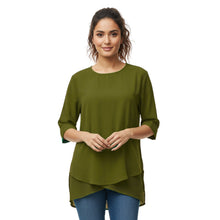 Chiffon Fancy Round Neck Top | Dressy Blouse S-5XL | 30 Colors C58