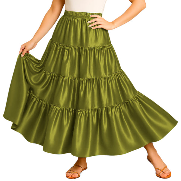 32-Yard 4 Tier Belly Dance Satin Skirt – Flowing, Elegant & Stage-Ready S30-2