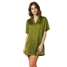 Satin Night Wear Long Shirt | Loose Sleep Shirt Dress S-3XL | 41 Colors S111