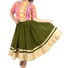 Chiffon Bollywood Dance Skirt | Gold Lace Border | S-5XL, 30 Colors C37