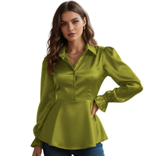 Satin Victorian Button-Down Shirt | Long Sleeve Blouse S-3XL S86