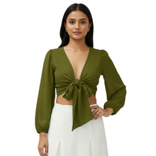 Chiffon Belly Dance Ruffle Top | Elastic Sleeve Self-Tie S-5XL C67