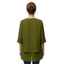Chiffon Fancy Round Neck Top | Dressy Blouse S-5XL | 30 Colors C58