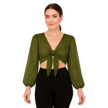 Chiffon Belly Dance Ruffle Top | Flowy Sleeve Choli S-5XL | 30 Colors C73