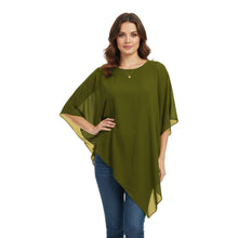 Chiffon Round Neck Fancy Top | Dressy Blouse S-5XL | 30 Colors C59