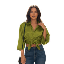 Satin Button Down Crop Top | High-Shine Shirt S-3XL | 41 Colors S116