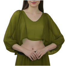 Teal Full Flair Ruffle Sleeve Belly Dance Top (S-5XL), stylish stretch fit top.