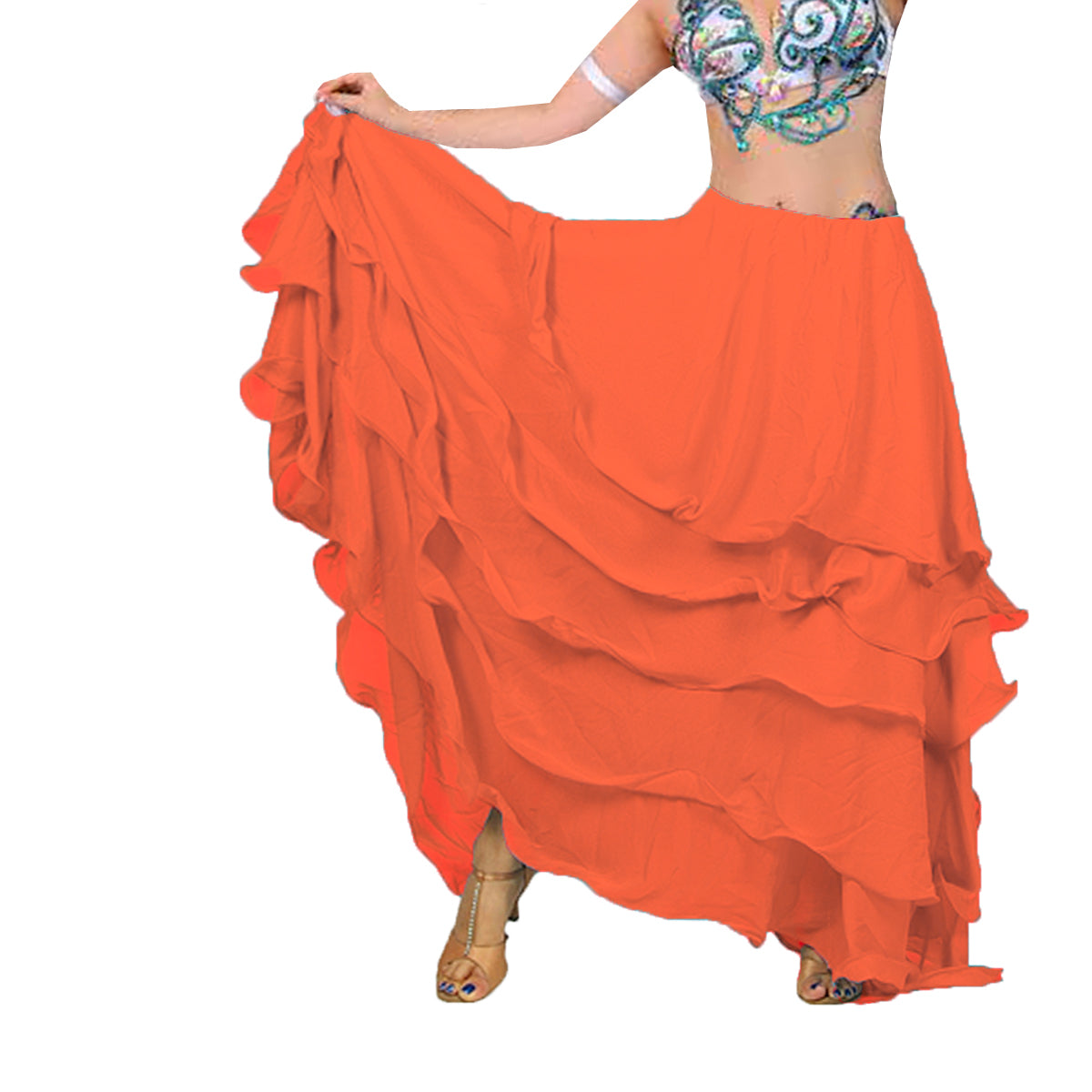 Chiffon 5 layer Belly Dance Skirt C25  - Regular Size 2