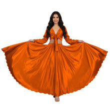 Teal Satin Belly Dance Set (S-3XL), stylish full sleeve circle skirt costume.