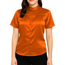 Satin Short Sleeve Button Down Shirt | Chic Blouse S-3XL | 41 Colors S85
