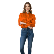 Turquoise Satin Vintage Blouse, flowy retro button down.