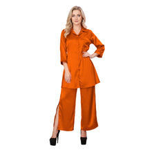 Sky Blue Satin Button Down Co-ord, lightweight matching set.