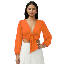 Chiffon Belly Dance Ruffle Top | Elastic Sleeve Self-Tie S-5XL C67