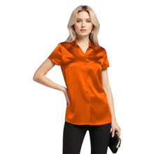 Satin Short Sleeve Button Down Shirt | Chic Blouse S-3XL | 41 Colors S118