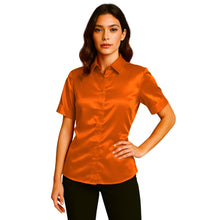 Satin Short Sleeve Button Down Shirt | Button Down Nightwear S-3XL | 41 Colors S107