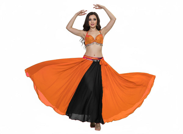 Multi-Color Chiffon Full Circle Skirt | Dynamic Sheer Flow Belly Dance Costume C23