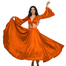 Satin Belly Dance Full Circle Skirt & Ruffle Top Set S-3XL | 41 Colors S76