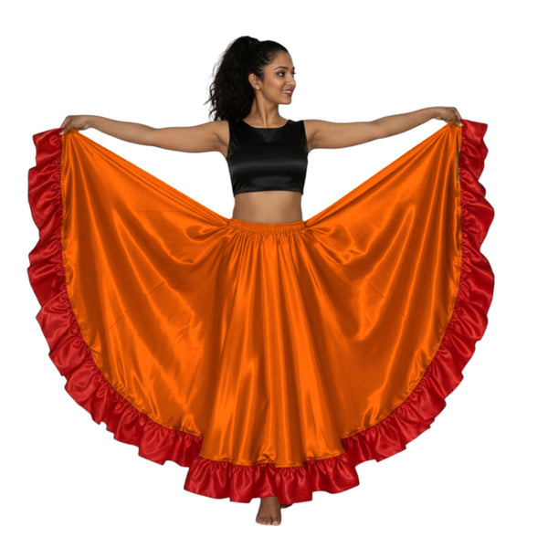 Satin 12 Yard Full Circle Skirt Red Frill | Pro Flow S-3XL S54