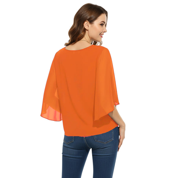 Chiffon Round Neck Top | Sheer Casual Blouse S-5XL | 30 Colors C52