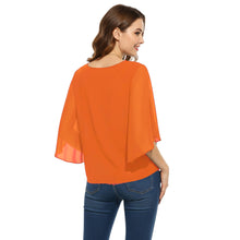 Chiffon Round Neck Top | Sheer Casual Blouse S-5XL | 30 Colors C52