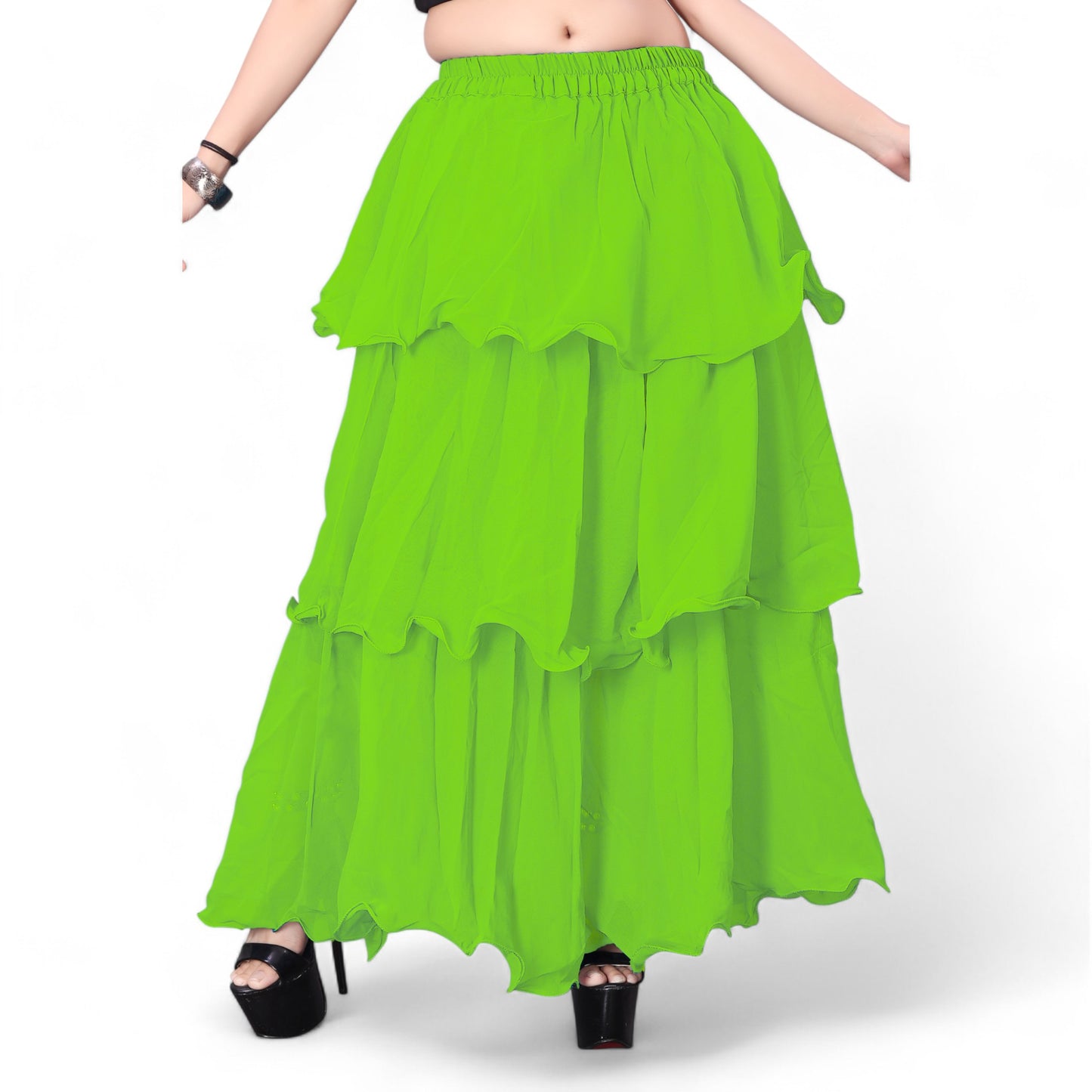 Chiffon 3 Layer Belly Dance Skirt C3- Regular Size 2