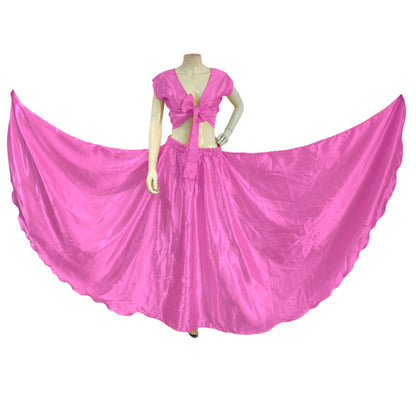 Satin Belly Dance Costumes Full Circle Skirt+ Ruffle Top Set S130 -Regular Size 2