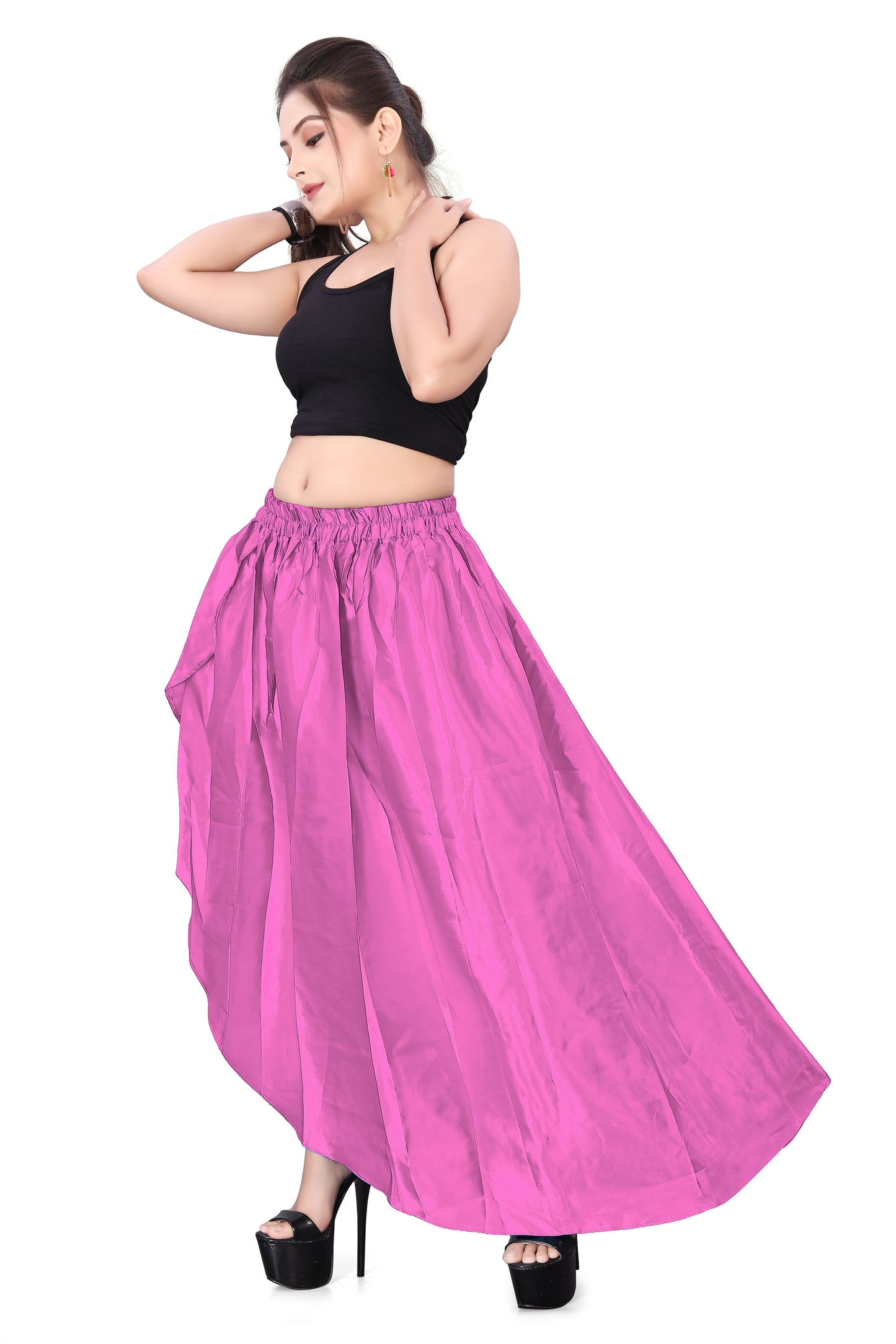 Satin High Low Asymmetrical Skirt  Ballet Dance Skirt S73-Regular Size 2